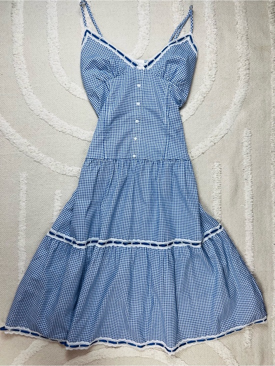 Frankie’s Bikinis x VS Pink Dresses & Skirts - Frankie’s Bikinis x VS Pink Indiana Blue Gingham Lace Trim Sundress – Size M